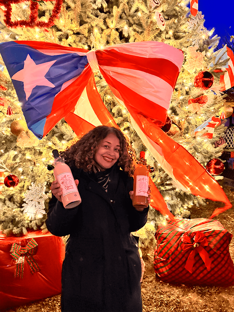 Madeline Cruz with coquito